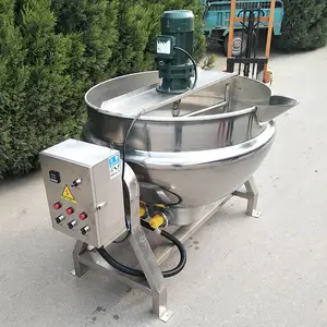 Bouilloire à enveloppe industrielle en acier inoxydable 50L- 600L avec agitateur chaudière à soupe à bouillie sanitaire mélangeant la bouilloire à enveloppe de cuisson