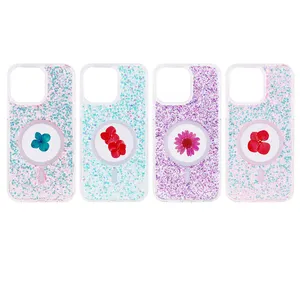 Glitter IMD Magnetic Tape For Dried Flowers Cell Phone Case for iPhone