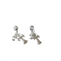 Boucles d'oreilles pendantes vintage en forme de croix, zircon, style punk gothique, bijoux d'oreille unisexe, accessoire de mode streetwear hip-hop pour le quotidien, les fêtes et les rendez-vous