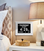 Pros Desktop Dinding 8 Inci Jam Alarm Digital Jam Dementia HD Penuh Kalender Hari Tanggal Jam Elektronik Waktu Digital