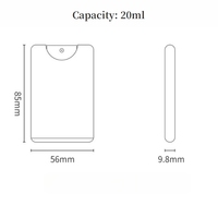 Flacon de parfum de poche vide de 20 ml, forme carrée plate, corps en PP, vaporisateur d'eau brumeuse, prix de gros, stock, flacon pulvérisateur pour carte de crédit