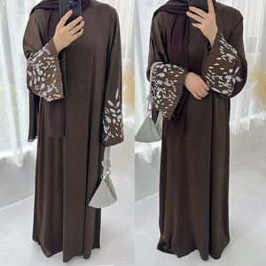 Eid Modest Fashion Luxury Nida Floral Embroidered Closed Abaya Ramadan Dress Dubai <strong>Turkey</strong> Kaftan Robe Muslim Women <strong>Clothes</strong> - Product Image 5