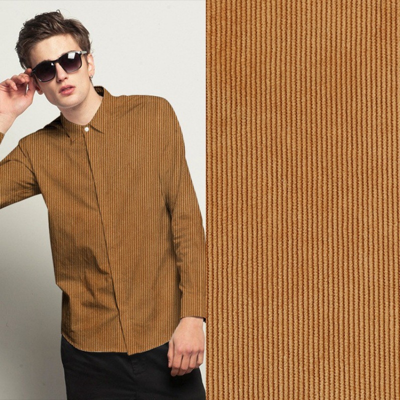 Premium Quality 16 Wale Woven Polyester Corduroy Fabric for Durable Apparel Shirts Hats Clothing - Factory Ready Stock