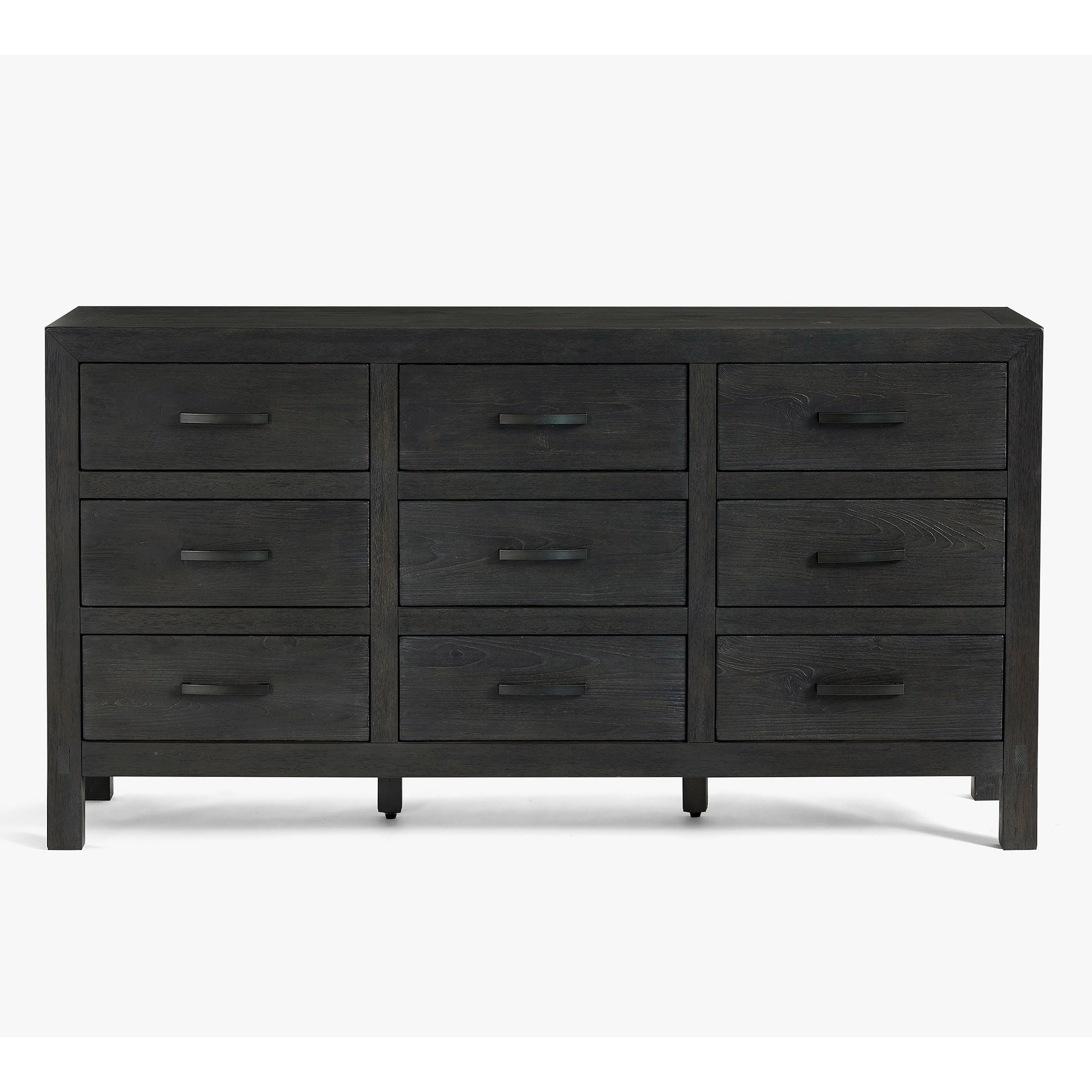Modern Solid Wood Structure Bedroom 9-Drawer Corner Bed Side Furniture Double Wood Dresser with Metal Handle