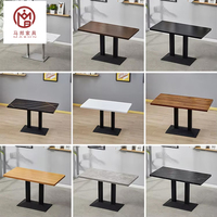 Meubles de restaurant modernes en bois rond en marbre, table carrée de restauration rapide de café chinois en gros personnalisée
