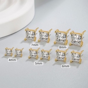 Square Zircon <b>Stud</b> <b>Earrings</b> White Gold Color Claw Setting Geometric Party Fashion Jewelry 4x4 5x5 6x6 7x7 8x8 10x10 - Product Image 4
