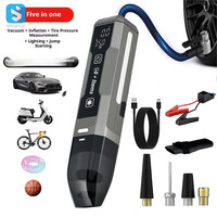 Aspirateur de voiture multifonctionnel 5 en 1, gonfleur de pneus, démarreur de secours, outil d'urgence portable avec lumière de travail LED