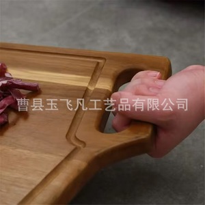 Tabla de cortar de madera de acacia rectangular con asa, tamaño pequeño, mediano y grande para uso en la cocina - Product Image 3