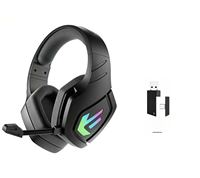 Headset Gaming On-Ear 2.4G RGB Driver Dinamis IPX5 Tahan Air Bass Boost Omni-Mic Latensi Rendah JL Baterai 20 Jam