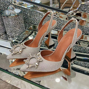 Scarpe con Tacco a Spillo di Lusso Personalizzate Slingback con Diamanti alla Moda Comode da Donna per Signore - Product Image 4