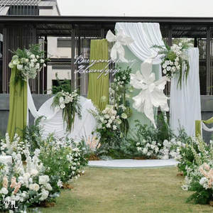 ستائر خلفية للزفاف من قماش الحرير الحليبي، ستائر جدارية وسقفية من البوليستر لخلفيات التصوير في حفلات الزفاف - Product Image 3