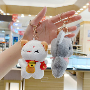 Dễ thương Fortune Cat chuột nhỏ sang trọng Mặt dây chuyền Claw búp bê Máy hành động hình móc chìa khóa vòng - Product Image 2