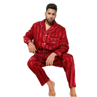 Conjunto de Pijama para Hombre, Tejido Transpirable, Ropa de Dormir Informal para el Hogar, con Mangas Largas y Pantalones de Satén, Dropshipping