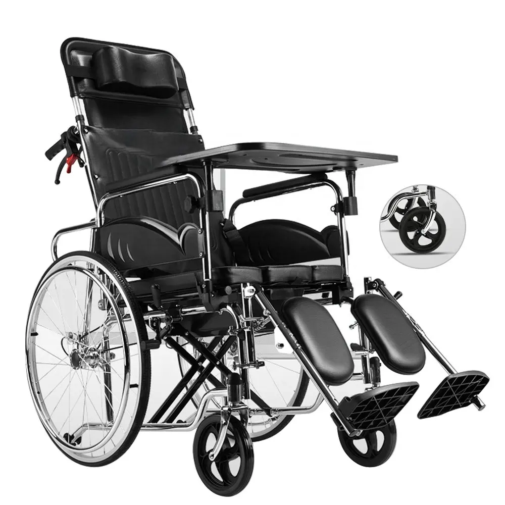 의료 기기 접이식 휠 체어 다중 경량 접이식 수동 휠체어 독특한 디자인 완전 거짓말 편안한
