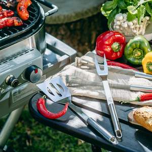 Ensemble d'outils de barbecue Adler en acier inoxydable, 3 pièces, résistant à la chaleur, pour griller et retourner les aliments sur un barbecue au charbon de bois - Product Image 6