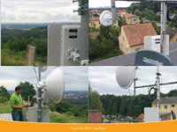 Antenne de communication longue portée Q-TECH 50 km PTP/PTMP 5-23 5 GHz 2x2 MIMO TDMA CPE sans fil extérieur IP67 Pont WiFi 31 dBm Métal