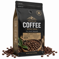 Sac à café moulu sans BPA de 16 oz, résistant à l'humidité, haute barrière, durable, refermable avec fermeture éclair, à fond plat et valve à encoche