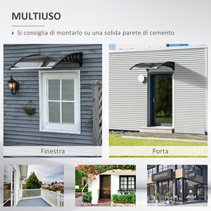 Outsunny Toldo de policarbonato para exteriores para puertas y ventanas con kit de montaje 103x96. 5x27cm-Marrón - Product Image 6