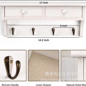 Cross-border wooden wall-mounted <b>clothes</b> rack, bedroom hooks, door hangers, wooden <b>clothes</b> <b>storage</b> rack - Product Image 2