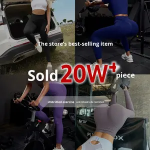 महिलाओं के आउटडोर योग पैंट ट्यूमर नियंत्रण रंग अवरुद्ध स्पैडेक्स/नायलॉन निर्बाध हिप लिफ्ट पूरी लंबाई नग्न महसूस करते हैं - Product Image 4