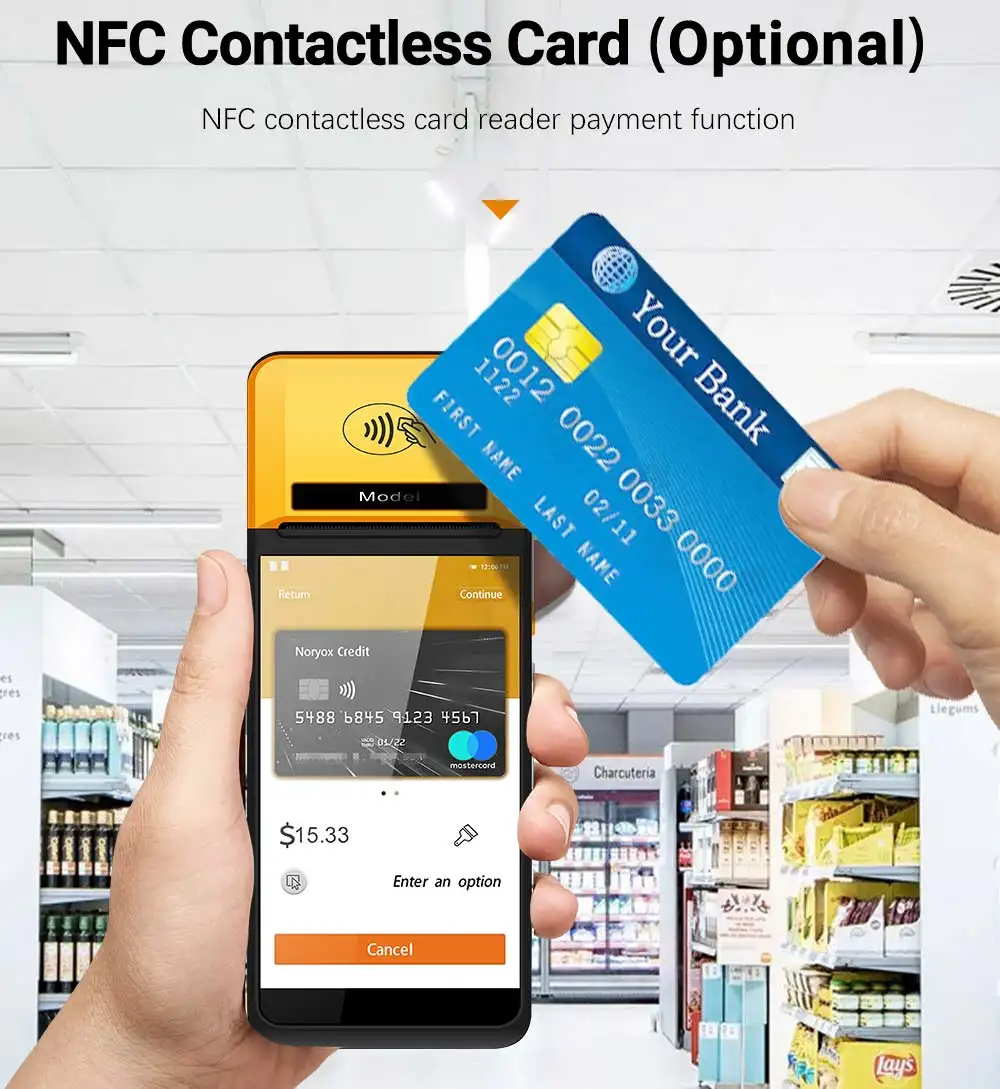 Terminal pembayaran kartu NFC NB55, Pos Android 12 genggam sidik jari dengan pembaca kartu layar sentuh nfc 55 pos genggam
