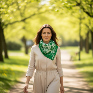 Foulard Quadrato in Cotone Angelina 54x54Cm con Stampa Floreale, Stile Casual Multifunzionale - Product Image 3