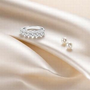 VOAINO овальная резка, синтетические лабораторные бриллианты, Половина Вечности, роскошная широкая лента, половина вечности, набор свадебных золотых колец для свадебной вечеринки - Product Image 6