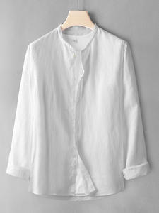 Camicia di <span class=keywords><strong>lino</strong></span> Casual per gli uomini taglie forti XL <span class=keywords><strong>vestito</strong></span> stile con bottone per abbigliamento Casual per gli uomini - Product Image 2