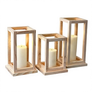 Portavelas Rústico de Madera con Paneles de Vidrio y Tapa de Metal, Diseño Personalizado para Decoración del Hogar en Navidad y San Valentín - Product Image 3