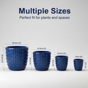 Ensemble de 4 pots de fleurs modernes en céramique émaillée durables pour la maison et le <span class=keywords><strong>jardin</strong></span>, pour plantes fleuries/vertes - Product Image 6