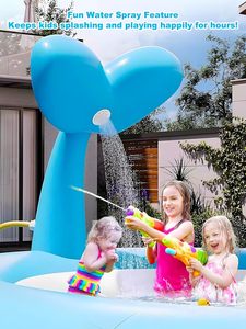 Blue Whale <b>Inflatable</b> Sprinkler <b>Pool</b> with Sun Canopy Outdoor Water Play Toy <b>for</b> Kids - Product Image 3