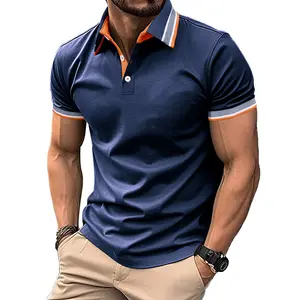 Kaus polo warna pria, baju lengan pendek Eropa dan Amerika Serikat, kaus kerah lapel perdagangan luar negeri POLO grosir