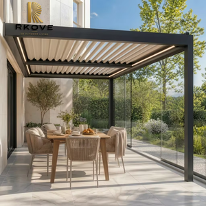 Pérgola de Pared Premium RKOVE RK-C2 Serie C con Paneles de Vidrio e Iluminación LED para Proyectos de Villas y Terrazas de Desayuno de Arquitectos Europeos - Product Image 1