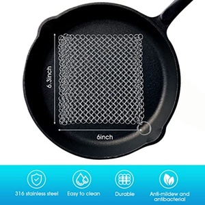 Pan Cleaner Scrubber Scourer Cleaning Metal Ring Mesh Stainless Steel 304 316 Chain Mail Cast Iron Cleaner Scrubber for Kitchen - Product Image 3