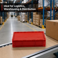 Boîtes de déménagement en plastique empilables et recyclables, robustes, avec couvercle à charnières, étanches, conteneurs logistiques