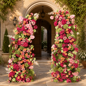 Arco Floreale di Lusso Verde con Decorazioni Floreali Rosa Caldo e Fucsia per Matrimoni e Decorazioni da Tavola - Product Image 1