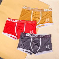 Boxers pour hommes en soie glacée respirants avec ceinture imprimée et poche 3D, pour usage quotidien décontracté, vente en gros, logo personnalisé, sous-vêtements masculins