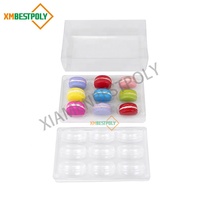 Ensemble de 9 boîtes d'emballage en plastique PET transparent pour macarons, boîtes cadeaux transparentes pour desserts et biscuits