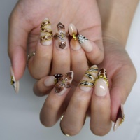 Faux ongles à presser en acrylique doré, motif léopard sauvage et zèbre, forme amande, style Meila-de haut de gamme, personnalisables pour banquets et séances photo