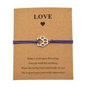 Nueva mascota perro's Paw Prints Charm Wish Love Card pulsera <span class=keywords><strong>para</strong></span> mujer chica mejor amigo perros amante regalo amistad joyería - Product Image 6