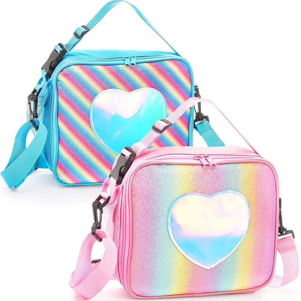 Insulated Rainbow Leakproof Capacity Thermal Cooler Thermal Waterproof Outdoor Girls Picnic Bag for Travel School Meal Tote Bag