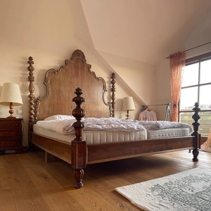 American Retro Solid Wood <strong>Bed</strong> 1.8 Meters Carved Double <strong>Bed</strong> Master Bedroom Renaissance High-end French Country <strong>Pillar</strong> <strong>Bed</strong> - Product Image 1