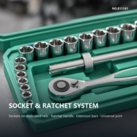 Jeu de clés à douille en acier au carbone de 61 pièces dans un coffret rigide - Kit d'outils pour la réparation automobile et l'entretien ménager