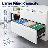 Meuble de classement latéral en acier extra large à 2 tiroirs avec serrure pour le rangement de dossiers suspendus A4, Letter, Legal et le mobilier de bureau