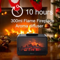Nouveau diffuseur d'arômes d'huiles essentielles 300 ml, design flamme, en plastique, USB, à poser, avec lumière d'ambiance et minuterie 2H/4H
