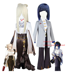 Ecowalson <span class=keywords><strong>Genshin</strong></span> Impact <span class=keywords><strong>Ningguang</strong></span> Yelan Pizza Hut Cosplay perruque Cosplay Anime jeu <span class=keywords><strong>Genshin</strong></span> Cosplay perruque vêtements ensemble complet Halloween - Product Image 1