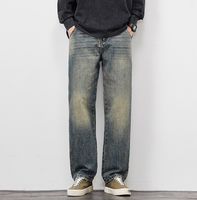 Jeans décontractés coupe bootcut taille mi-haute coupe ample personnalisés en denim vintage pour homme – Tendance automne-hiver, polyvalents et décontractés