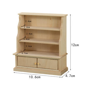 Mini muebles de casa de muñecas OB11 DIY estilo de juguete estudio sala de estar librería gabinete de almacenamiento estante de madera gabinete de escena en miniatura - Product Image 2