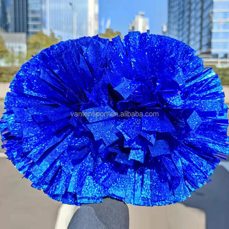 Blue White Cheerleading Pom Poms - Team Spirit Fun