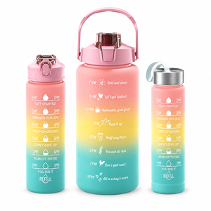 Bouteille d'eau sport en PC trois pièces de 2000 ml avec tube d'aspiration, couleur dégradée, plastique dépoli et échelle graduée - Product Image 3